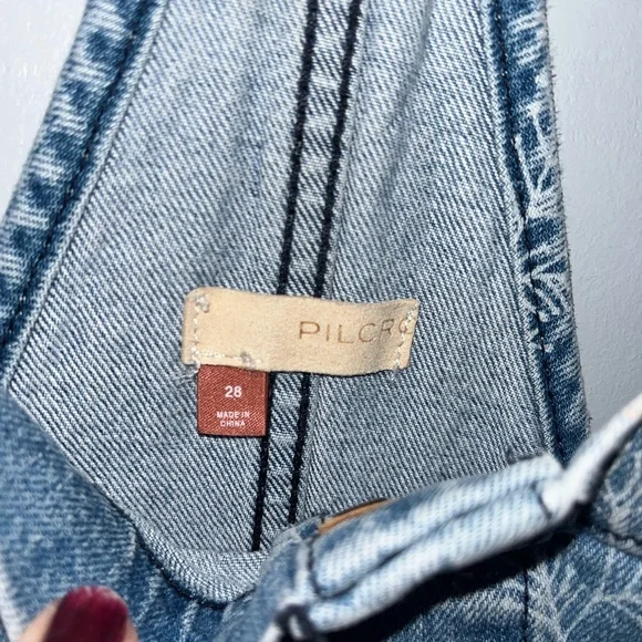 Anthropologie Pilcro floral pattern denim painter’s overalls size 28 - Picture 5 of 9